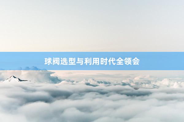 球阀选型与利用时代全领会